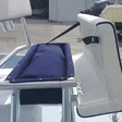 Leaning Post Flip-Up Seat with Storage Bag on a Panga Boats USA build